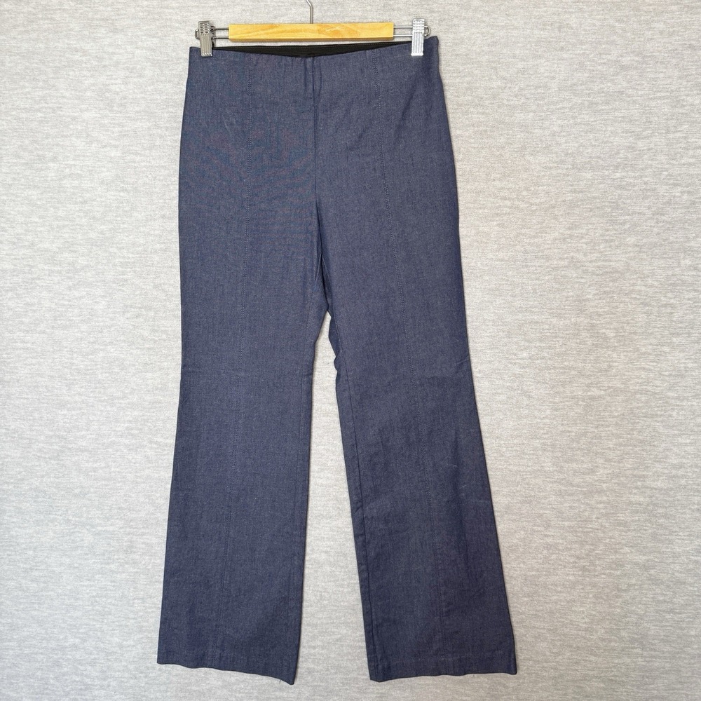 Talbots Portland Trouser Size 4P Blue Faux Denim Chambray Work Office Staple - Picture 1 of 6